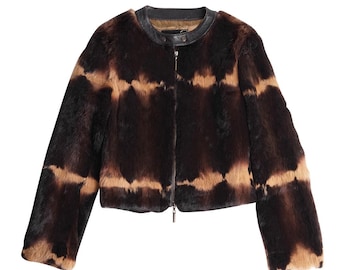 Y2K Roberto Cavalli Class Shearling Leather and Fur Embroidered