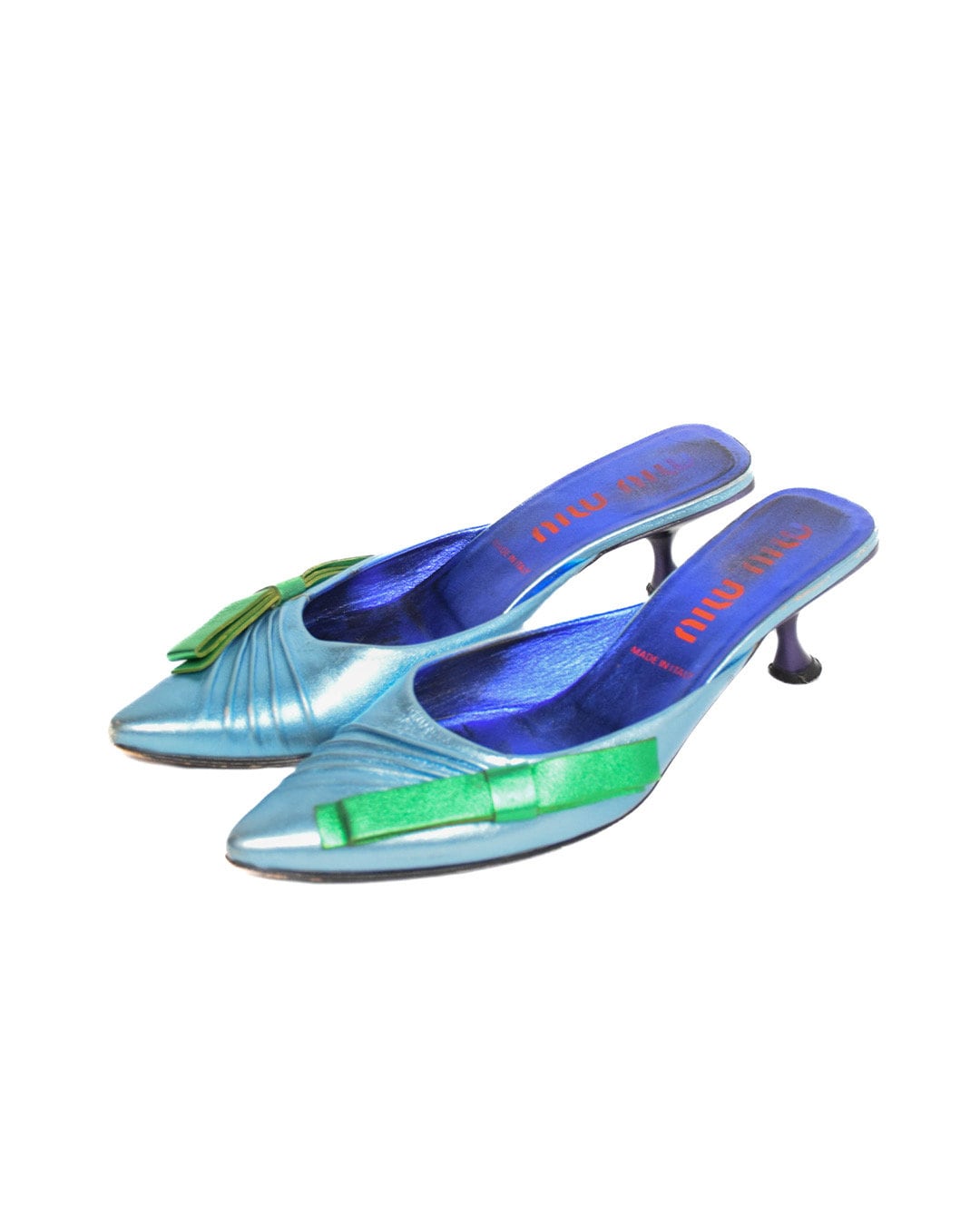 Miu Miu S/S2000 Bow Metallic Leather Mules - Etsy