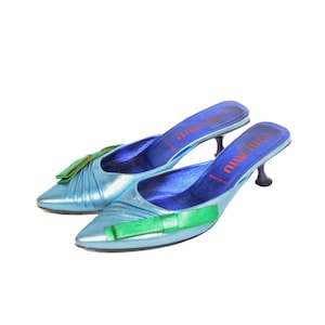 Miu Miu S/S2000 Bow Metallic Leather Mules