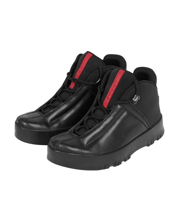 【PRADA】プラットフォームオーバーニーブーツ PRADA(プラダ) Over-the-knee Platform Bootsエナメルロング