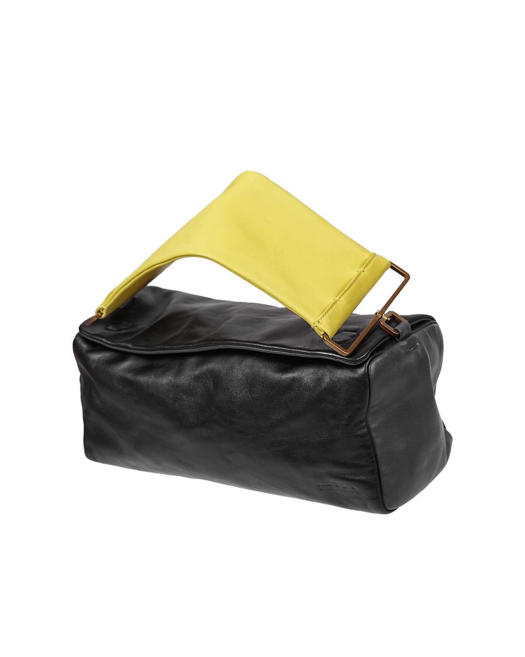 Prada S/S2001 Leather Rectangle Bag in Black/yellow - Etsy