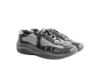 Prada American Cup Sneakers in Dark Green  Patent Leather