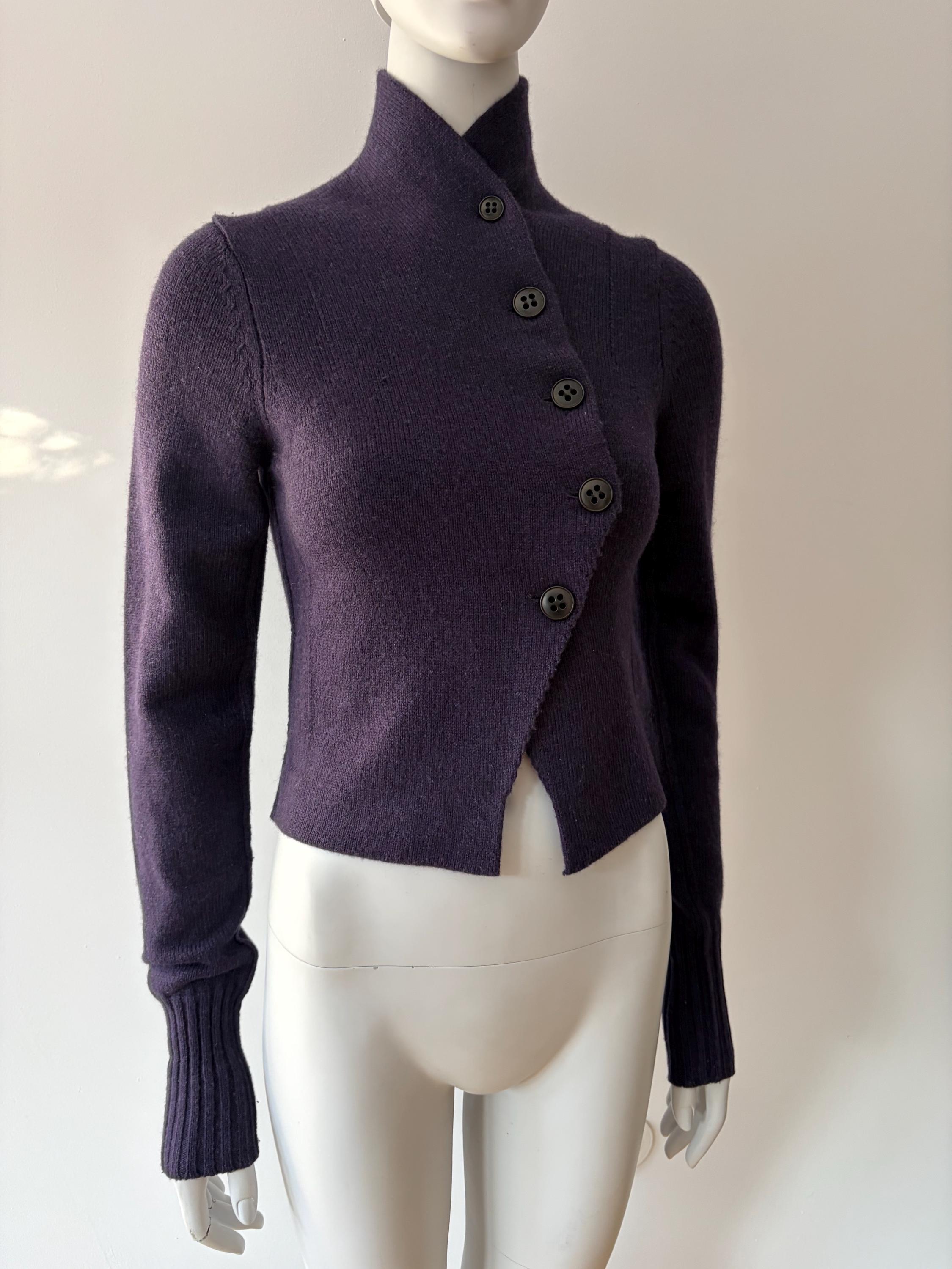 ANN DEMEULEMEESTER カーディガン パープル 38 Ann Demeulemeester F/W2005 Wool Cardigan in Navy - Etsy