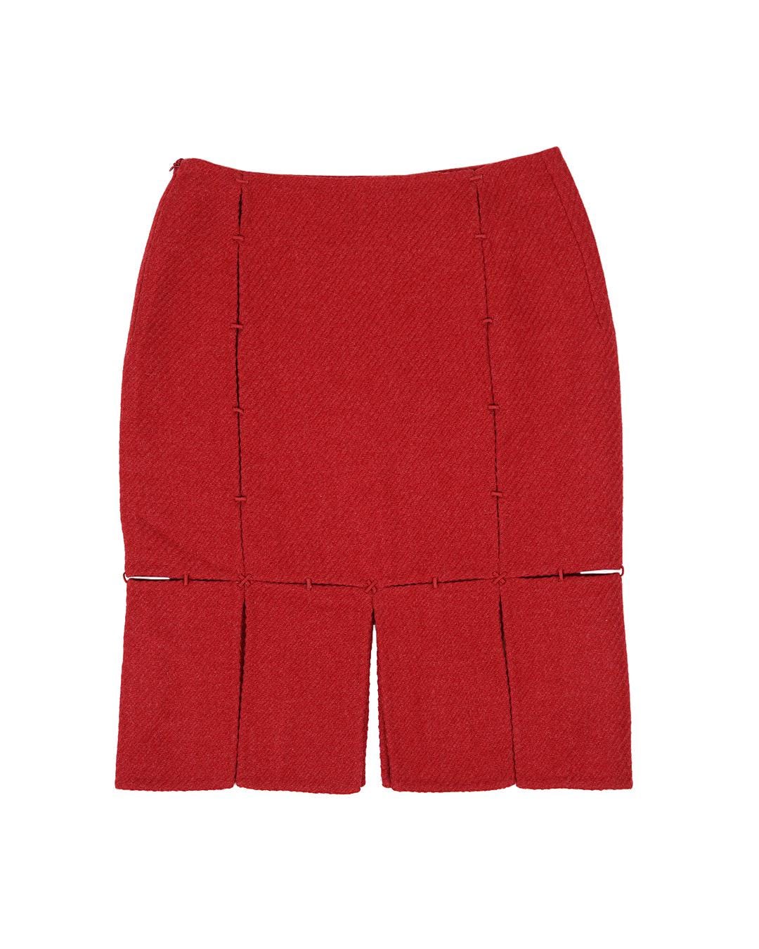 Prada F/W1998 Red Wool Panel Skirt - Etsy