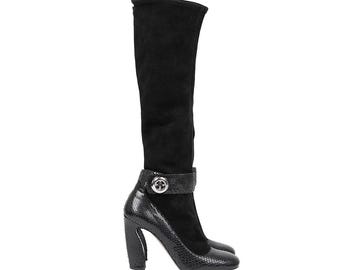 Vintage Archive Prada Early 2000s Black Leather Kitten Heel Mules