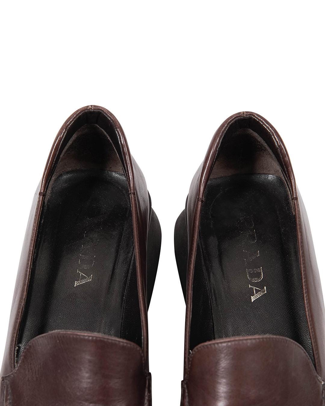 S/S 1999 Prada Platform Loafers / 90s Archive Prada Brown