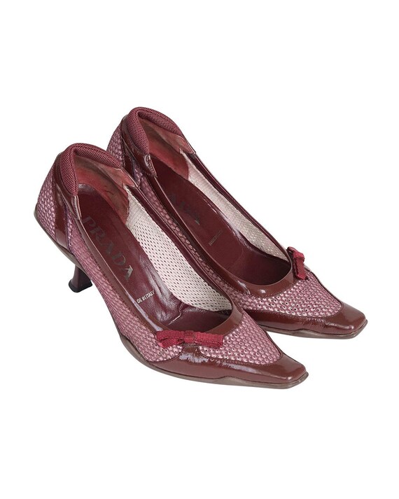 Prada S/S2000 Mesh Heels in Burgundy - Etsy