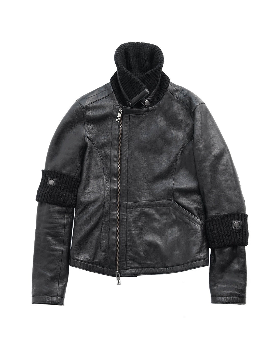 Dirk Bikkembergs Multi Back Zip Vegan Leather Bomber Jacket
