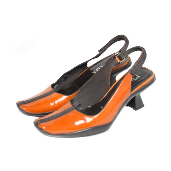 Prada F/W1999 Patent Leather Orange Heels