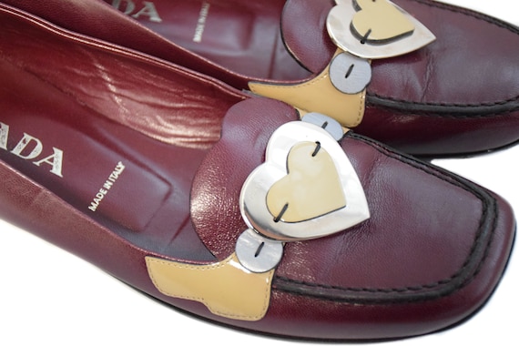 Prada Late 90s Leather Heart Loafers - Etsy