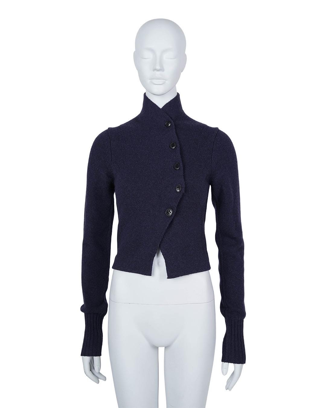 Ann Demeulemeester F/W2005 Wool Cardigan in Navy - Etsy