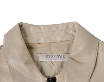 Miu Miu S/S2000 Leather Zip Jacket in Beige - Etsy