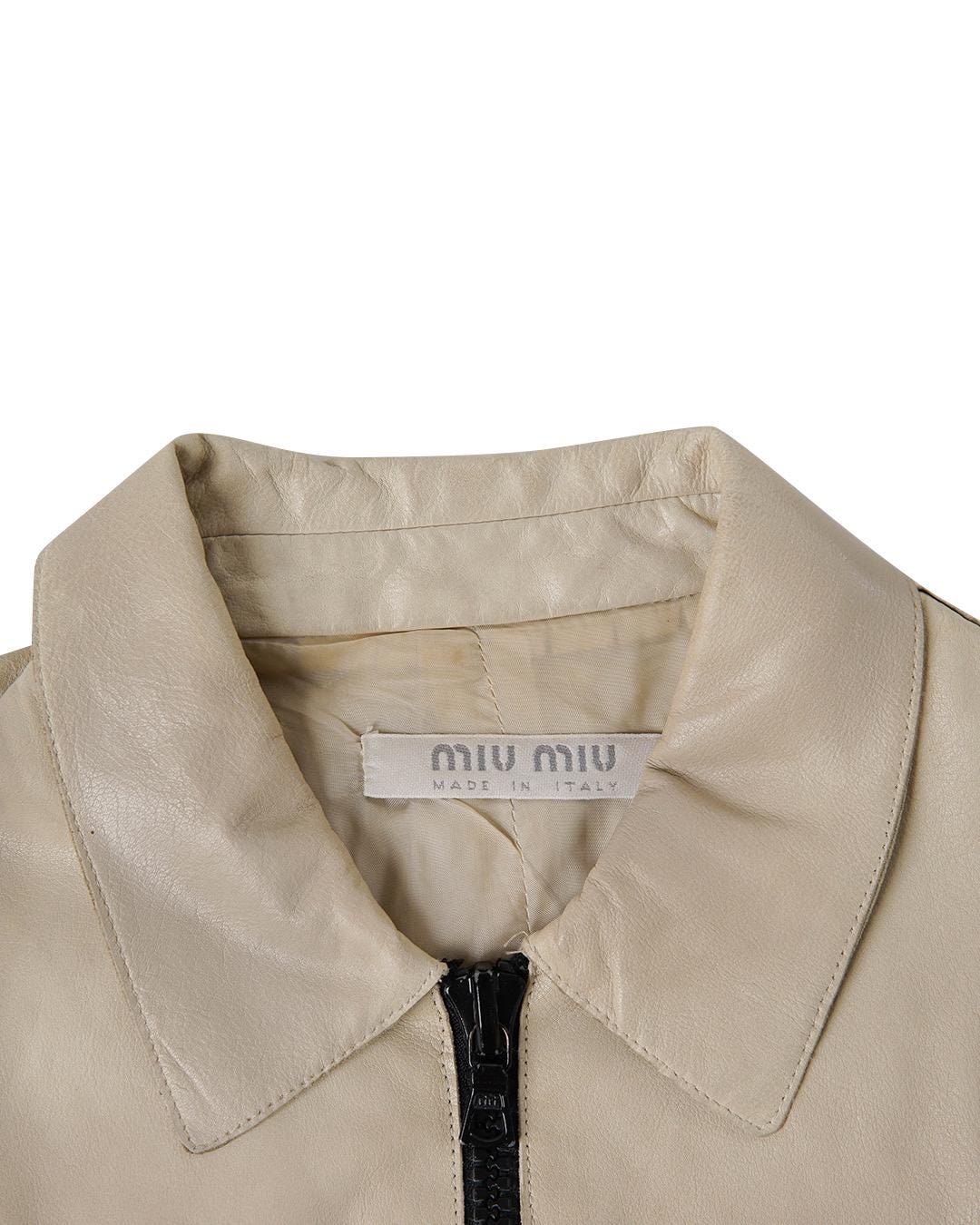 Miu Miu S/S2000 Leather Zip Jacket in Beige - Etsy