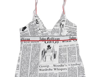 John Galliano Gazette Top Newspaper Print T-shirt Vintage
