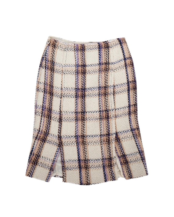 スカート MIU MIU CHECK FLARE SKIRT archive 00s Miu Miu Pleated Check Skirt | Blue | FARFETCH