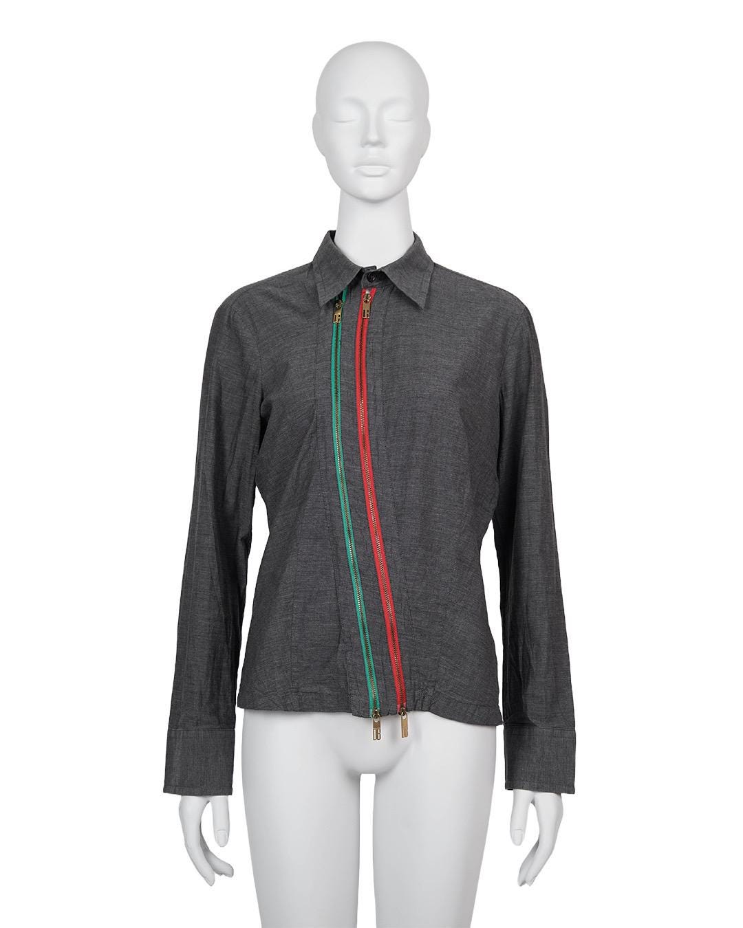 Dirk Bikkembergs F/W2004 Double Tilted Zip Shirt - Etsy