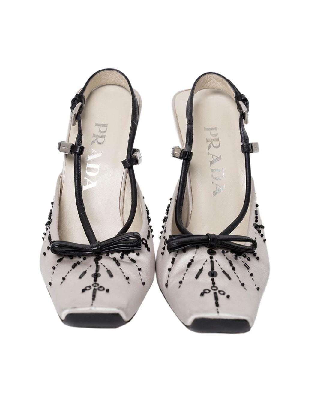 Prada S/S2000 Embellished Satin Heels - Etsy Canada