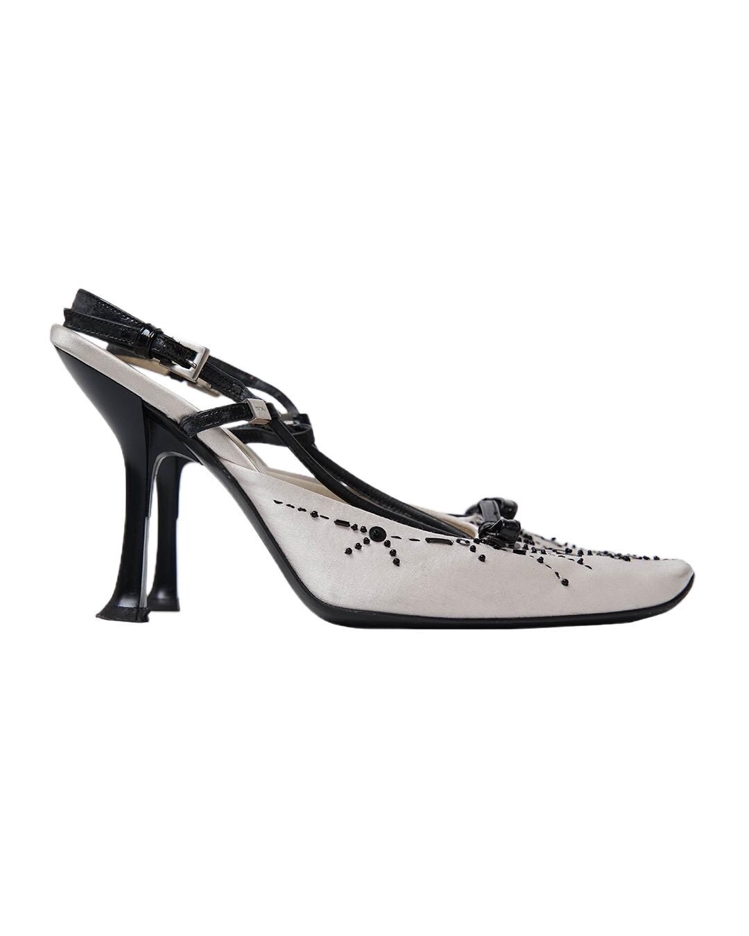 靴 PRADA S/S2000 Leather Heels Prada S/S2000 Embellished Satin Heels - Etsy
