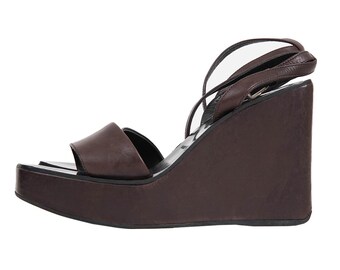 Sandalias de plataforma alta Prada 1999 en marrón