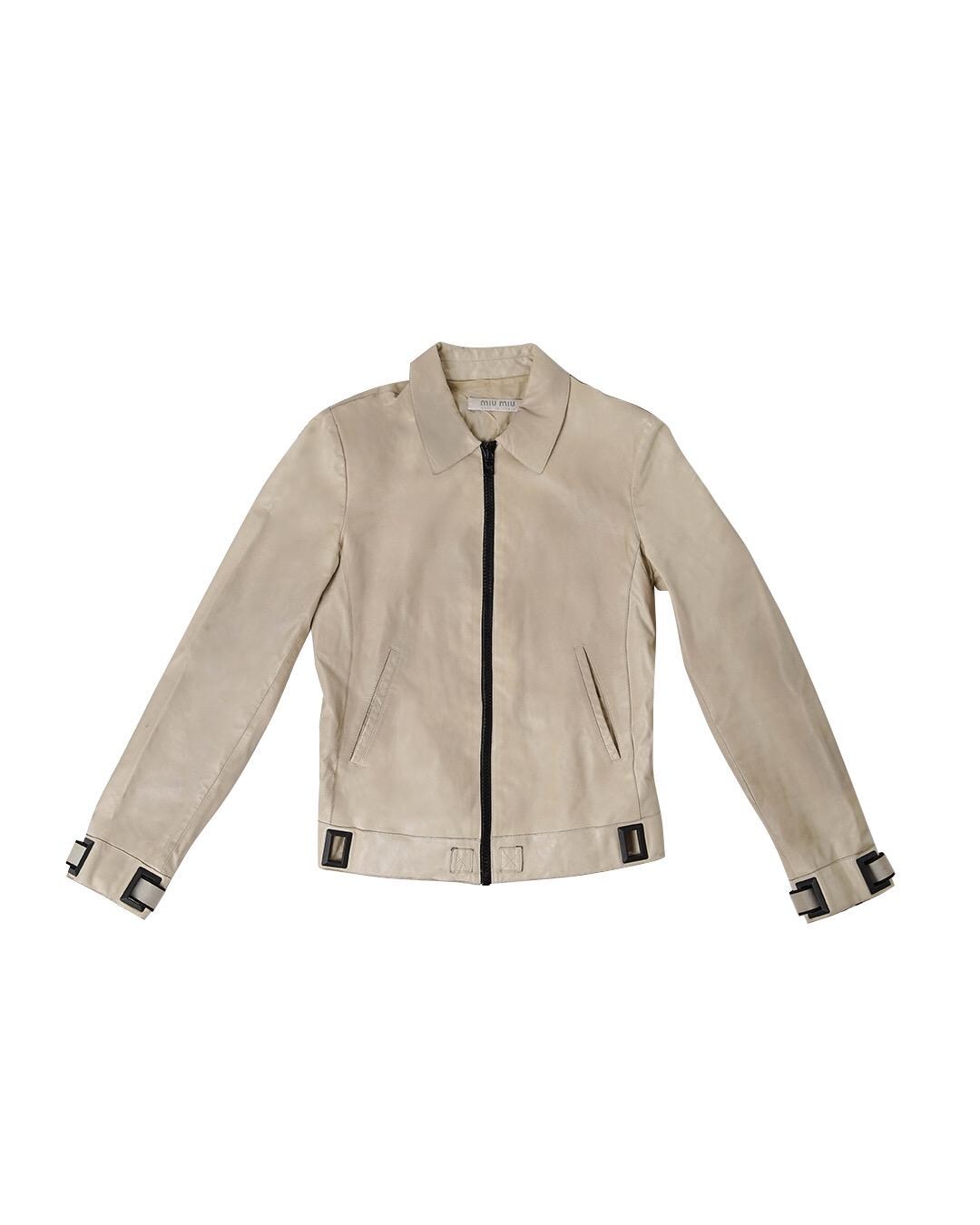 Miu Miu S/S2000 Leather Zip Jacket in Beige - Etsy