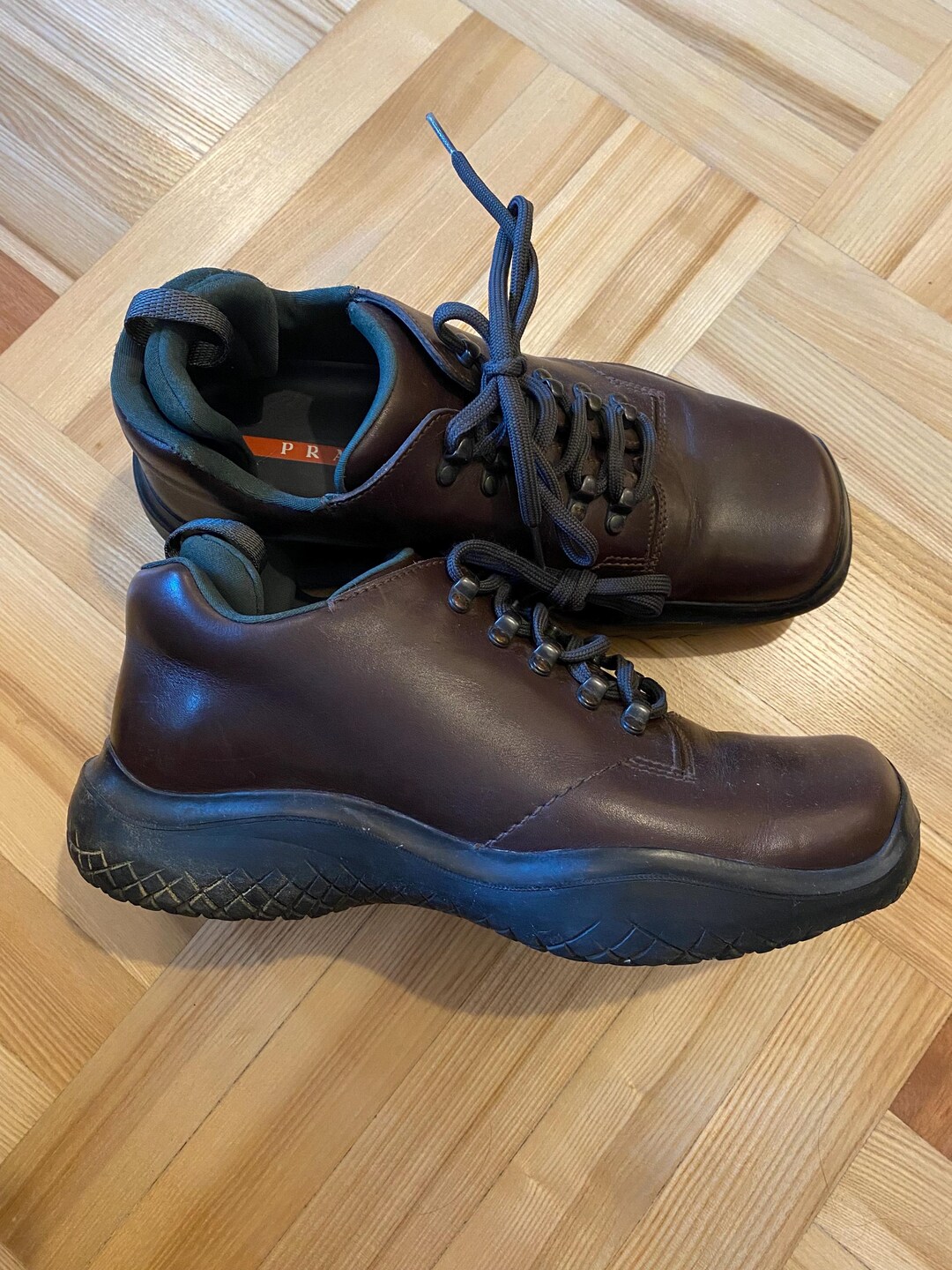 Vintage Prada Vibram Leather Boots - Etsy UK