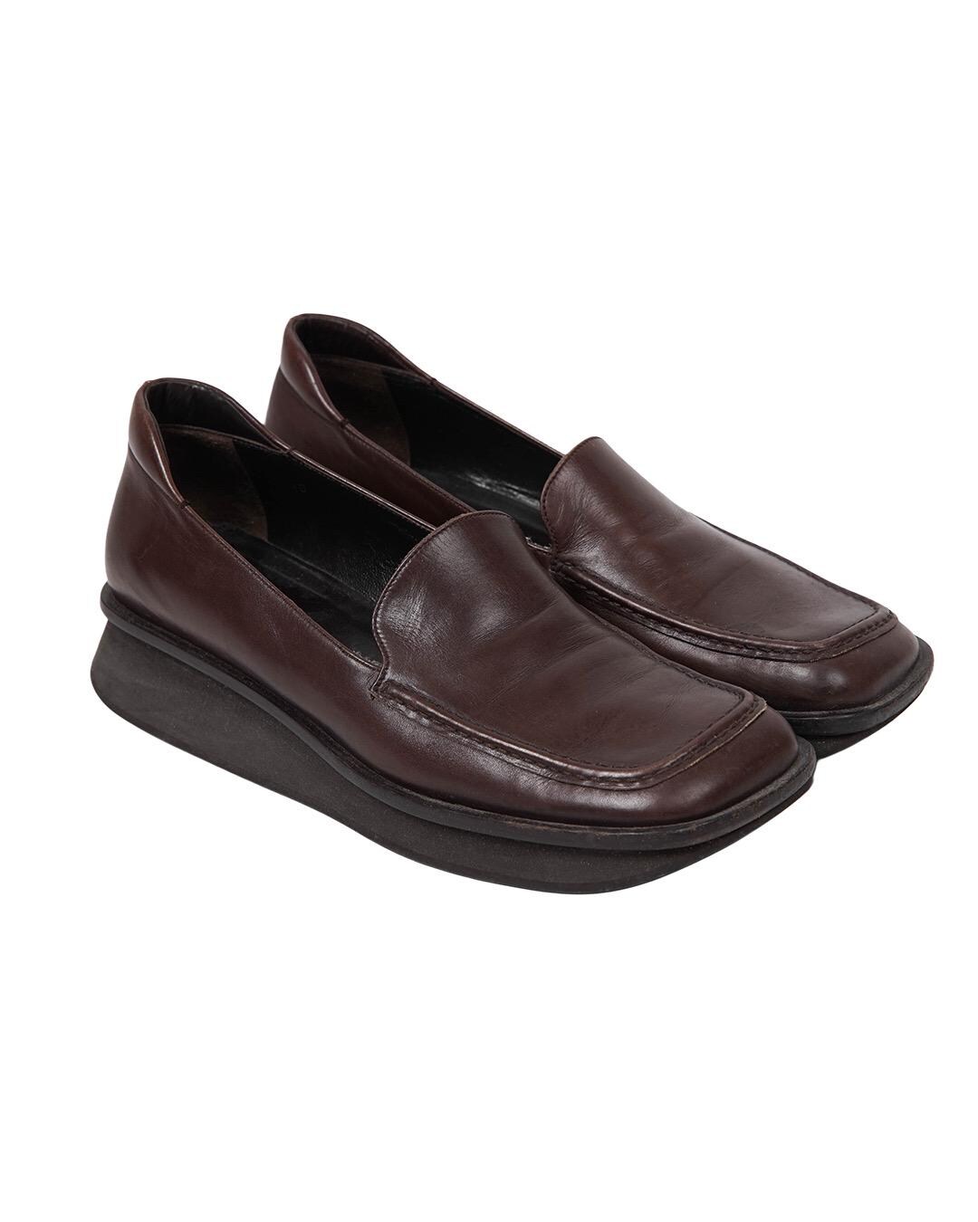 S/S 1999 Prada Platform Loafers / 90s Archive Prada Brown