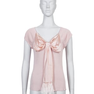 Christian Dior Pink Silk/Cashmere Bow Top