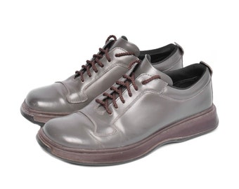 靴 PRADA vintage leather shoes Prada Vintage Sport Vibram Leather Laced Trainers Men Shoes