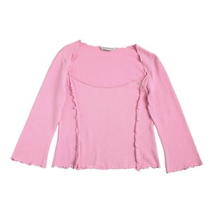 Miu Miu Late 90s Pink Ruffled Trim Top