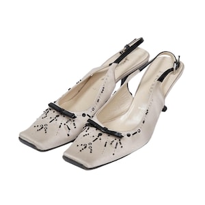 Prada S/S2000 Embellished Satin Mules