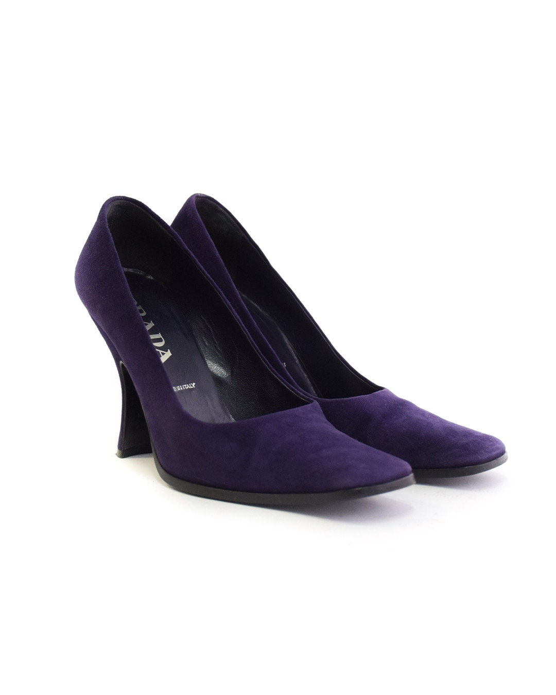 Prada Late 90s Velvet Heels in Navy Blue - Etsy Canada