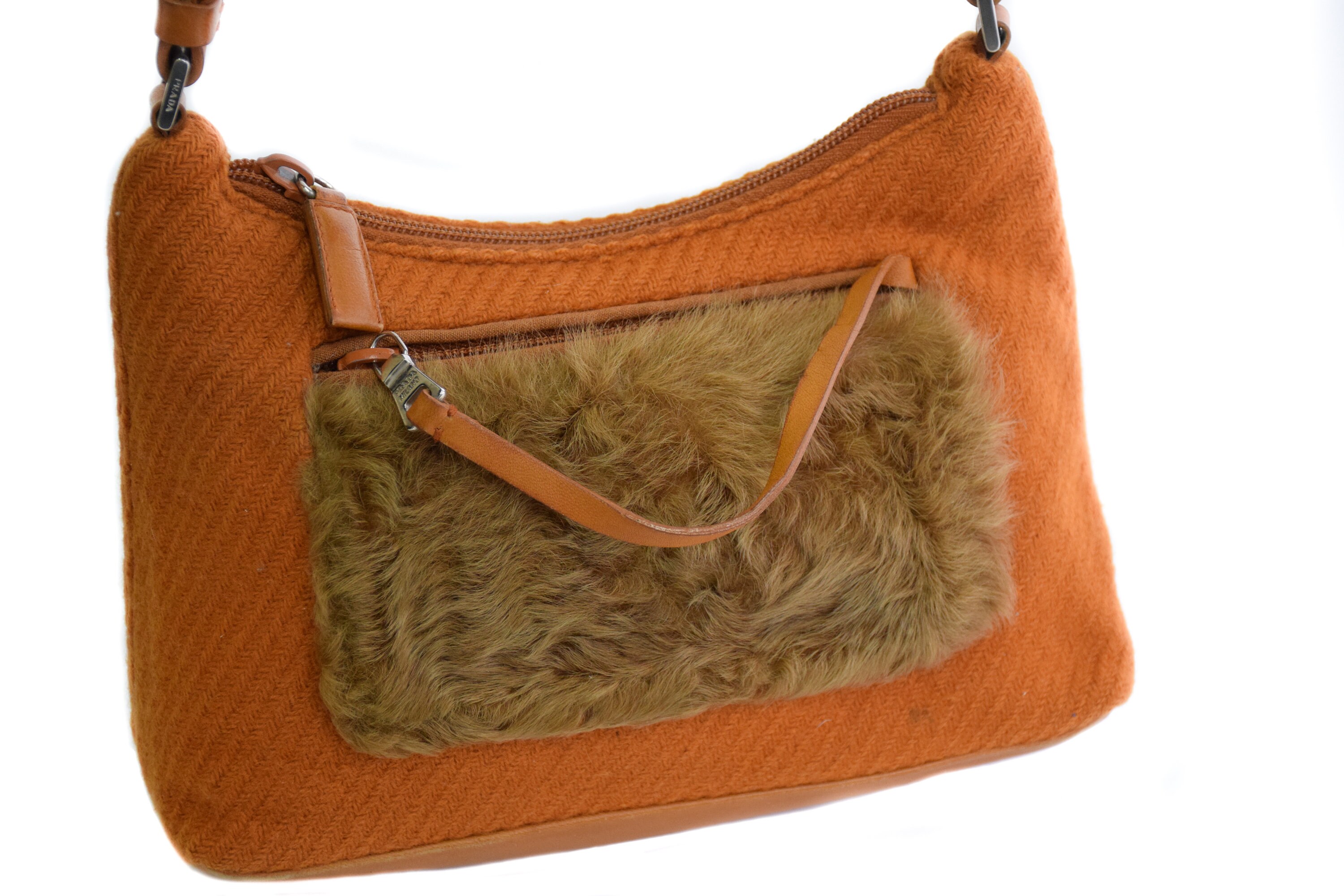 Prada F/W1999 Wool/fur Shoulder Bag in Orange - Etsy