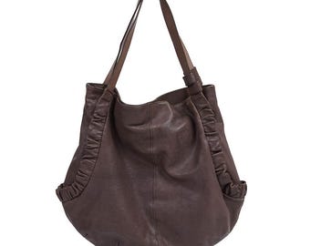 Gianfranco Ferre Bag, Black Leather Shoulder Purse, GFF Saddle Bag