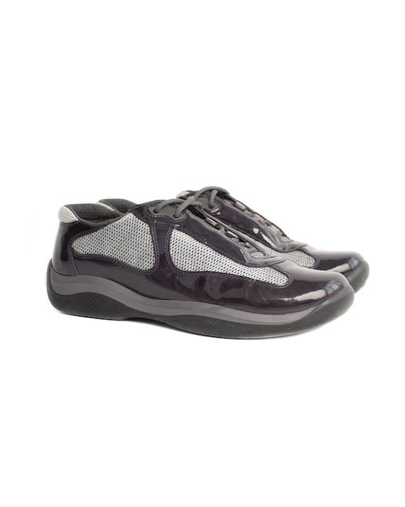 Black patent leather prada sneakers online
