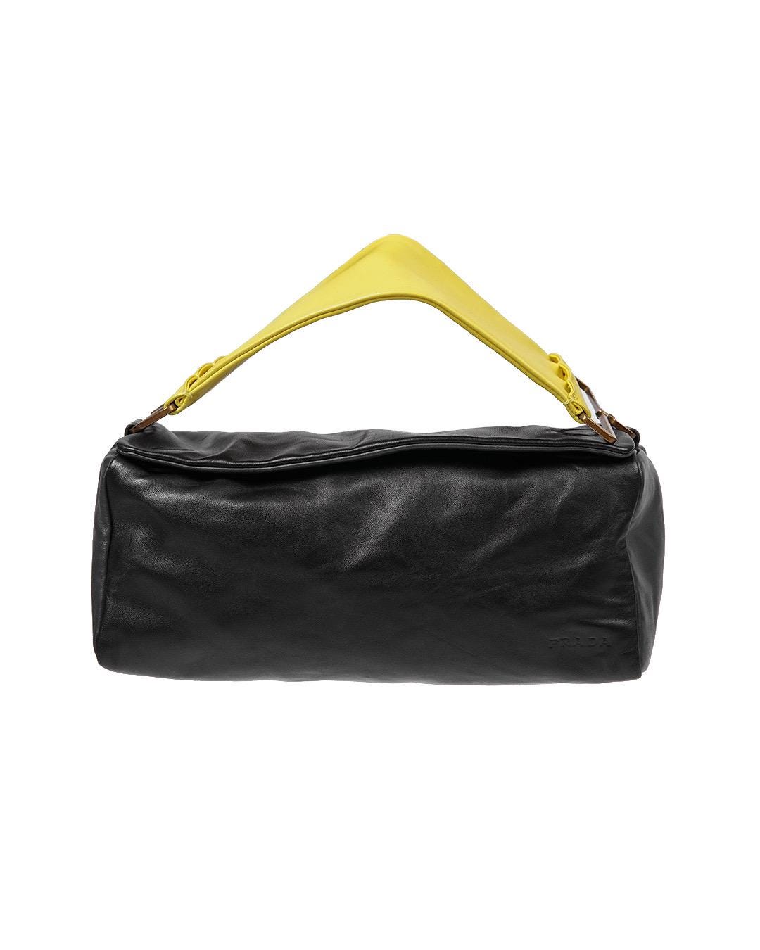 Prada S/S2001 Leather Rectangle Bag in Black/yellow - Etsy