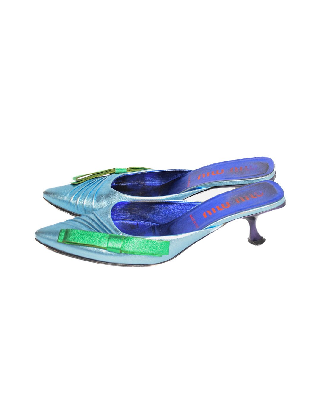 Miu Miu S/S2000 Bow Metallic Leather Mules - Etsy