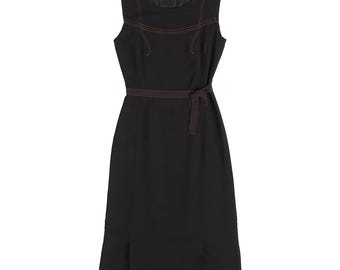 2006 Prada Runway Documented Black Silk and Red Rose Print Dress