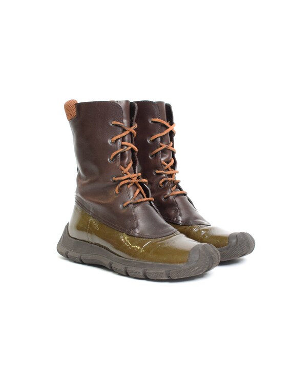 靴 miumiu 99aw archive side goa boots Miu Miu F/W1999 Laced up Chunky Boots - Etsy