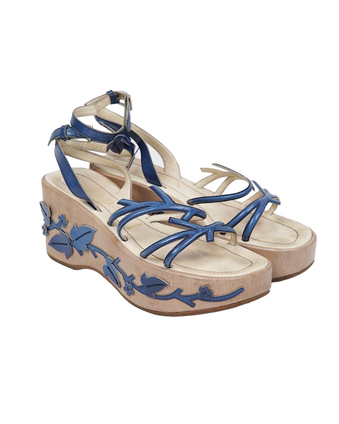 靴 S/S1997 Prada Vine Leaf Platform Sandals Prada S/S1997 Vine Leaf Platform Sandals - Etsy