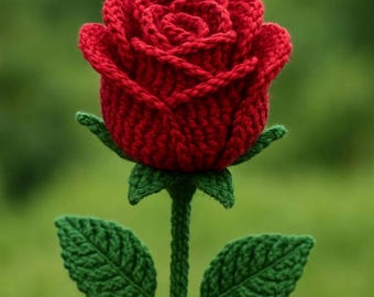 Crochet Rose PDF Pattern: Realistic Floral Amigurumi DIY Tutorial (English, French, German, Spanish) Instant Download