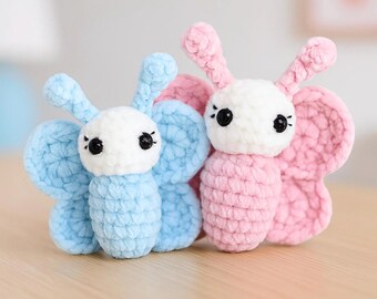 Baby Butterfly Crochet Pattern, Easter Crochet Pattern, Amigurumi Butterfly Cute Chunky Spring Small Beginner Crochet Projects Chenille Yarn