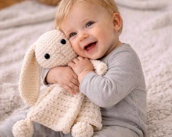 Beginner Crochet Bunny Lovey Pattern PDF, Easy Baby Security Blanket, Rabbit Snuggler Crochet Tutorial, Infant Comfort Toy, DIY Baby Shower