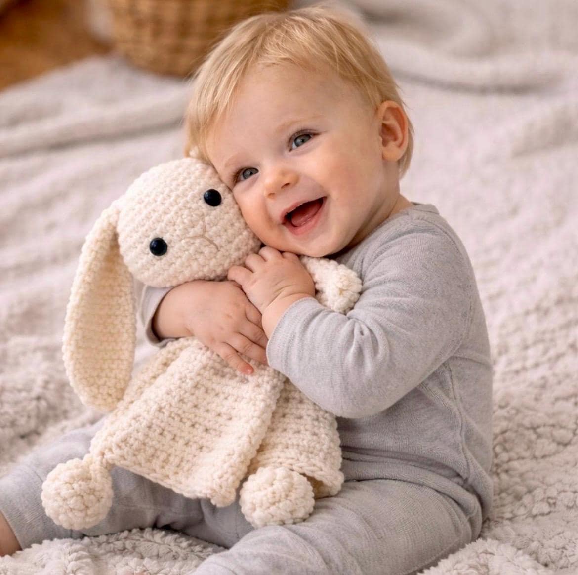 Beginner Crochet Bunny Lovey Pattern PDF, Easy Baby Security Blanket, Rabbit Snuggler Crochet Tutorial, Infant Comfort Toy, DIY Baby Shower