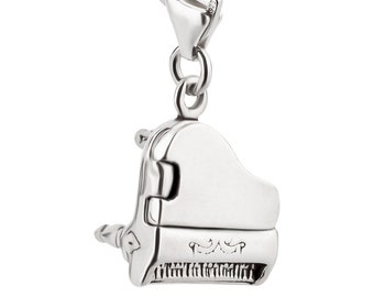 7K Unisex Piano Charm Pendant Made of 925 Sterling Silver with Lobster Clasp (15 x 12 mm)