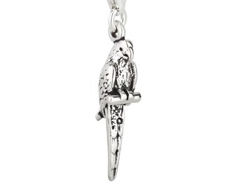 7K unisex charm pendant parrot made of 925 sterling silver with lobster clasp (24 x 7 mm)