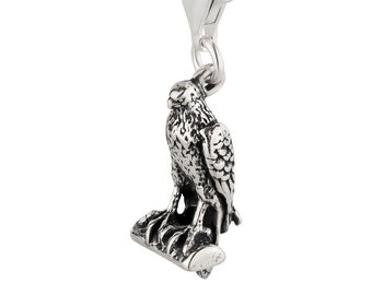 7K Unisex Charm Pendant Falcon 2 made of 925 Sterling Silver with lobster clasp (18 x 9 mm)