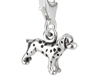 7K Unisex Charm Pendant Dog Small Dalmatian Made of 925 Sterling Silver with Lobster Clasp (11 x 11 mm)