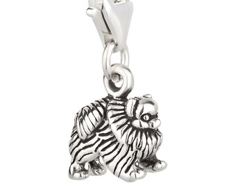 7K Unisex Charm Pendant Dog Small Pomeranian Made of 925 Sterling Silver with Lobster Clasp (11 x 9 mm)