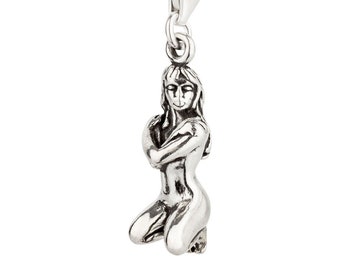 Unisex charm pendant zodiac sign Virgo made of 925 sterling silver with lobster clasp (23 x 8 mm)