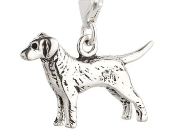 7K Unisex Charm Pendant Dog Retriever 2 made of 925 Sterling Silver with lobster clasp (25 x 15 mm)